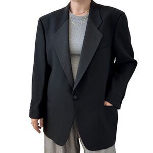 Vintage Mani by Giorgio Armani Black Tuxedo Wool Oversized Sport Coat Blazer 44R